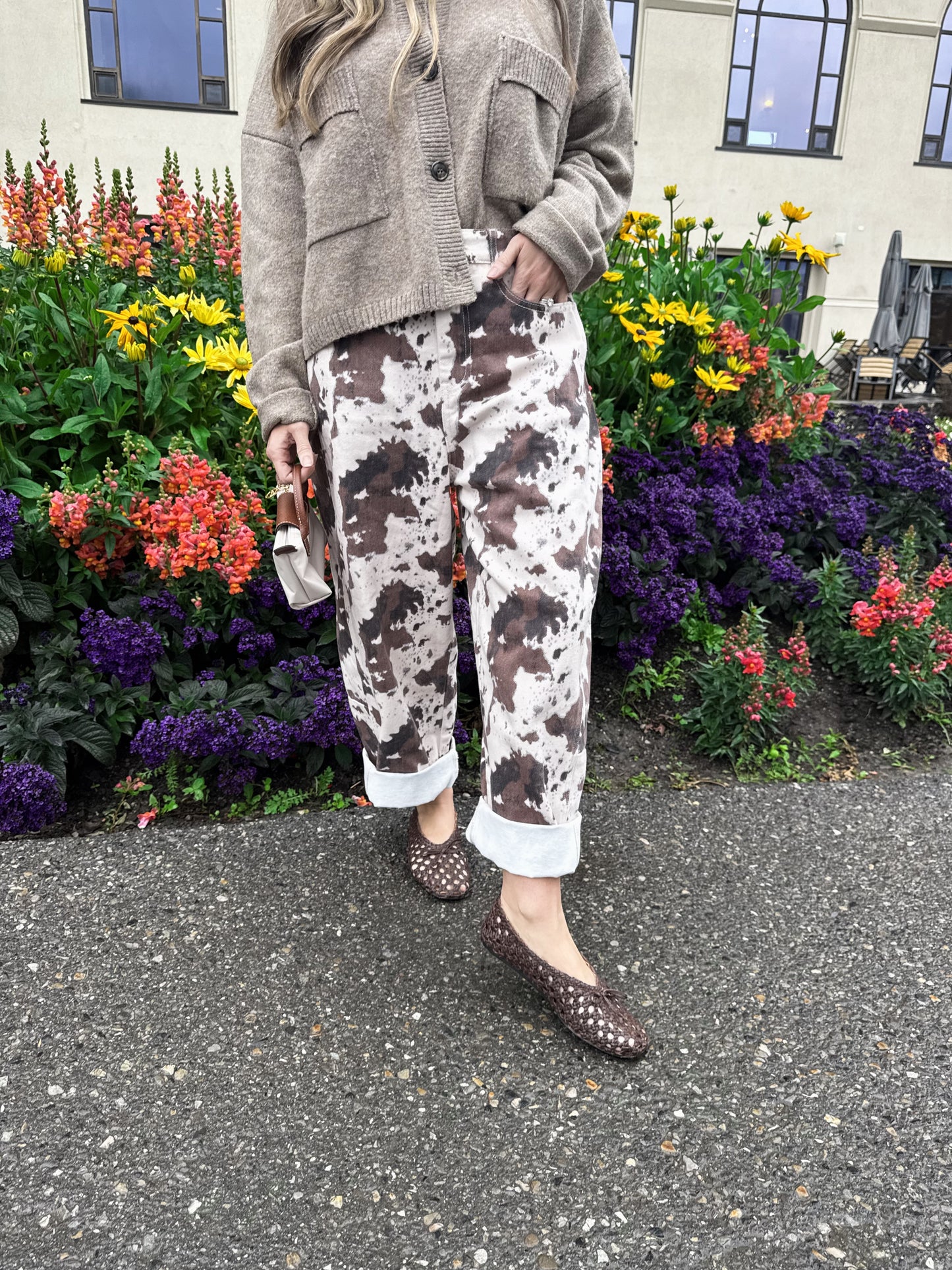 Calf Print Barrel Jeans