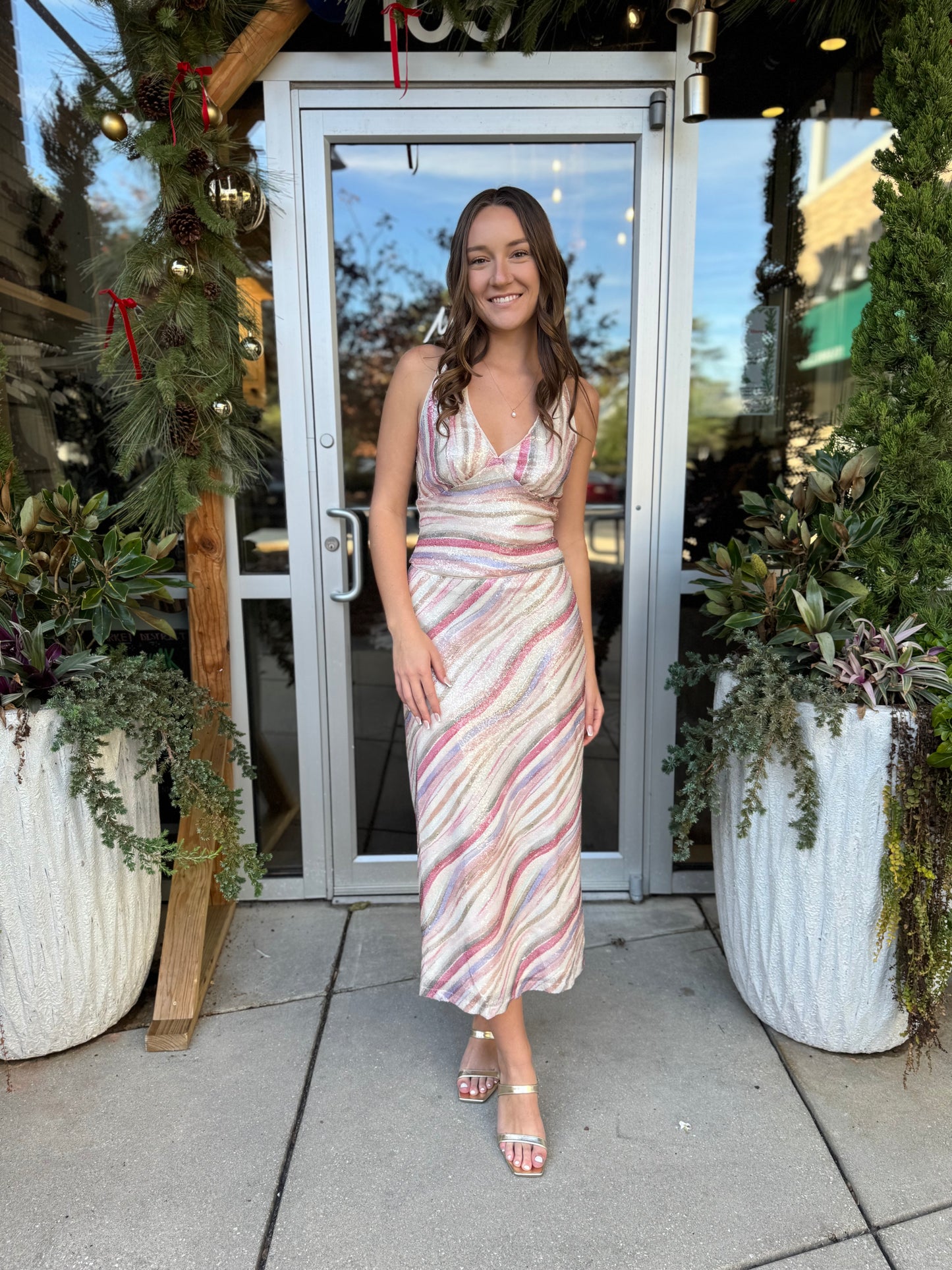 Mid Rise Sequin Skirt