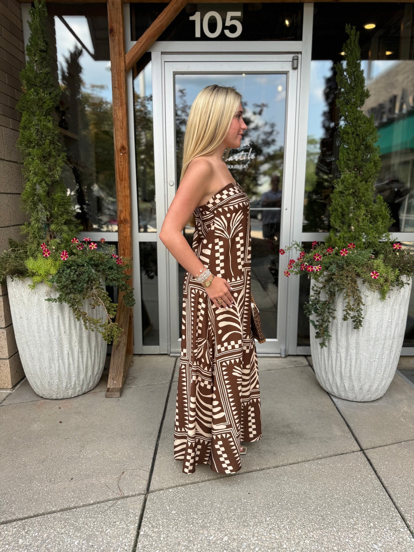Terracotta Script Maxi Dress