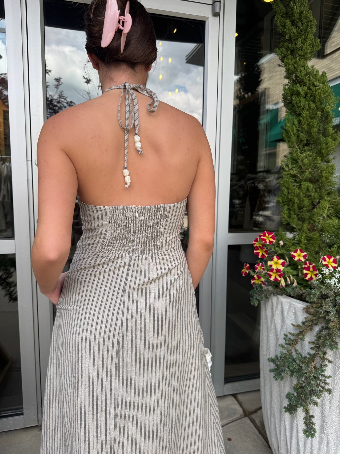 Linen Halter Midi Dress
