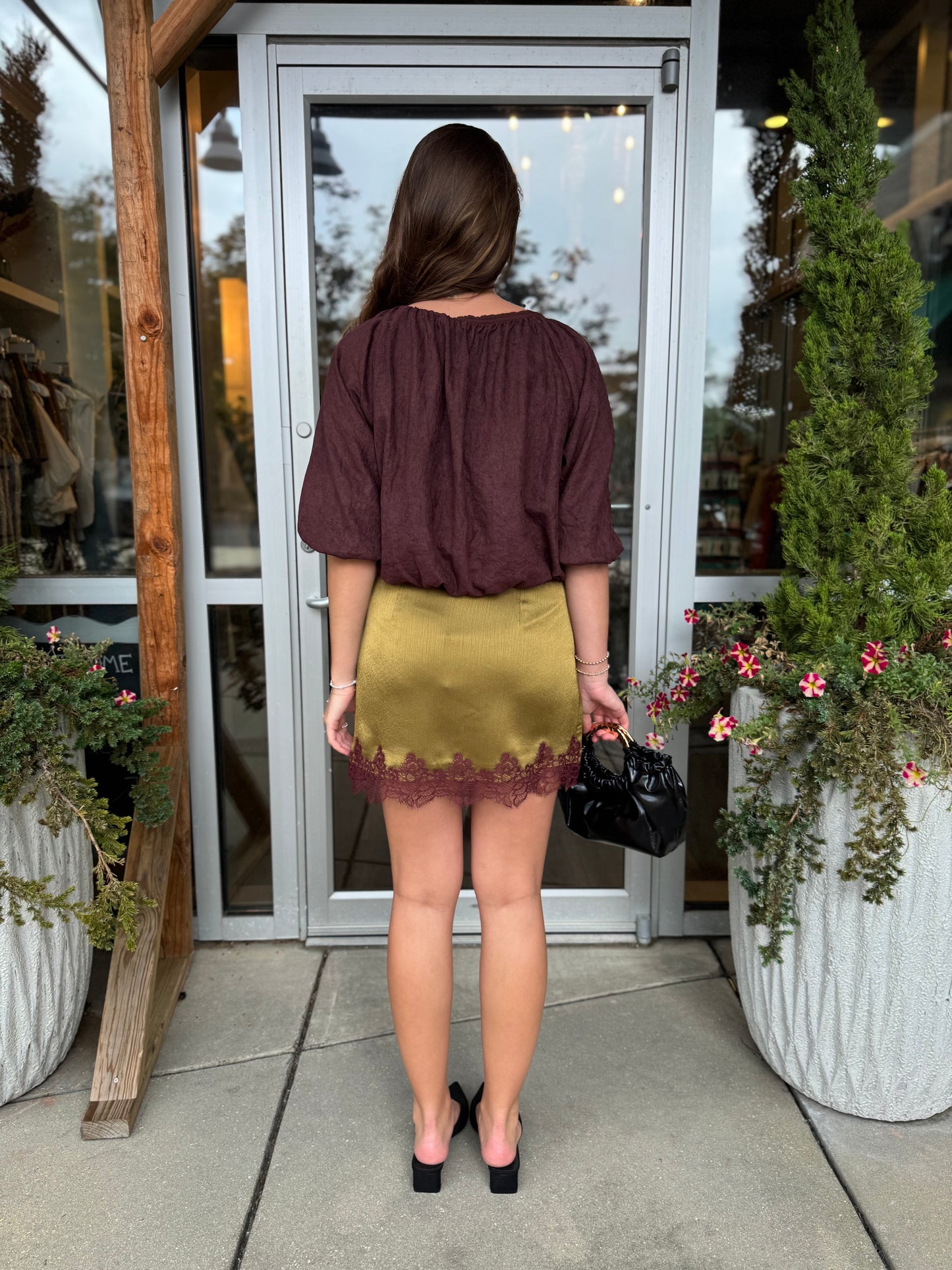 Brown Suede Bubble Top