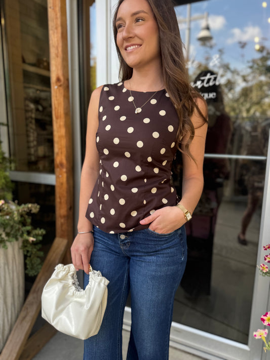 Polka Dot Zipper Blouse