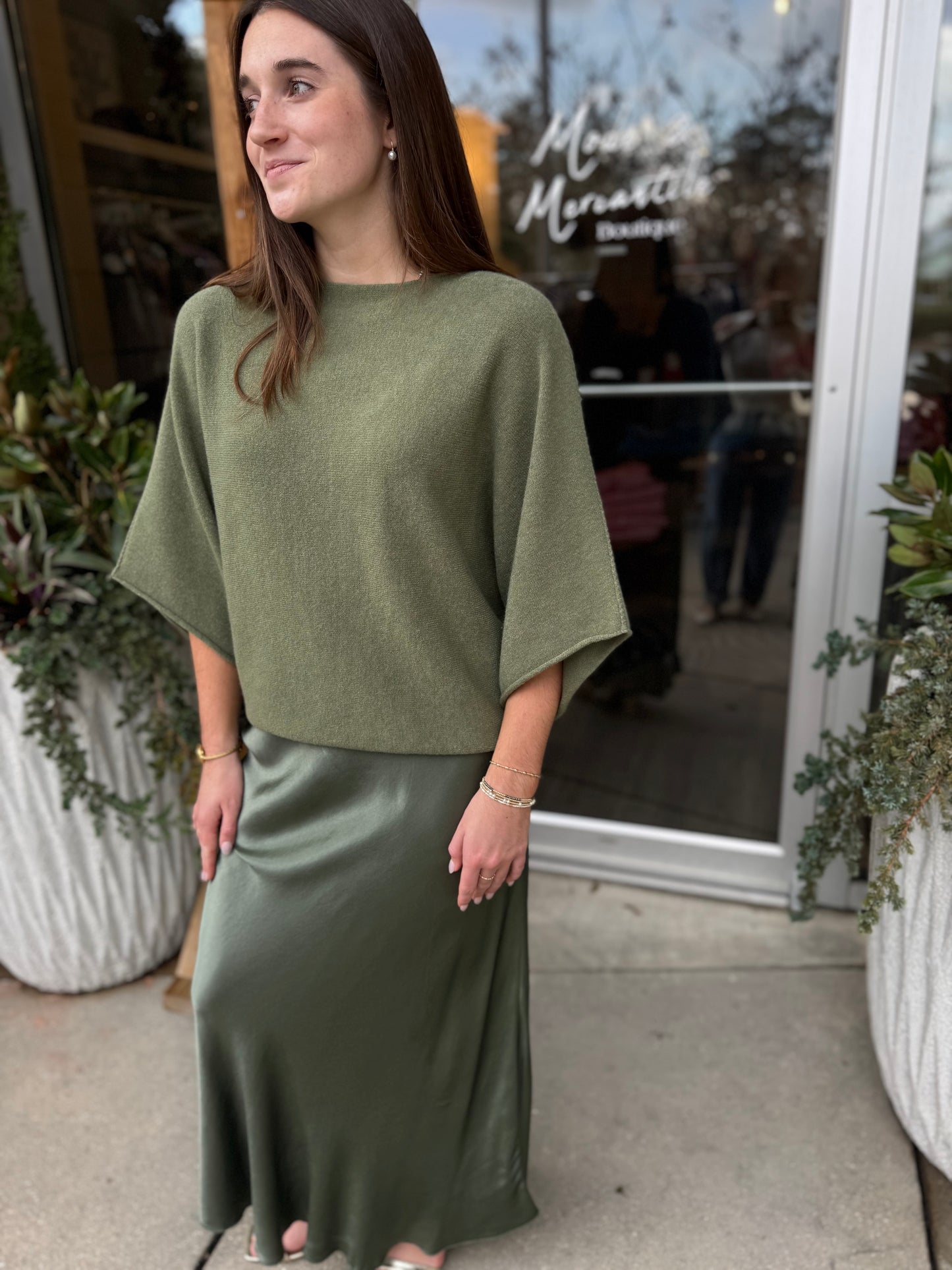 Olive Batwing Knit