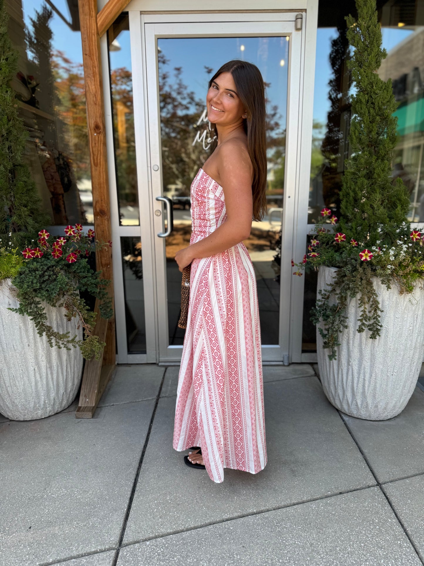 Crimson Embroidered Maxi Dress
