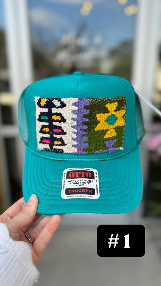 Teal Orijinal Kilim Patch Trucker Hat