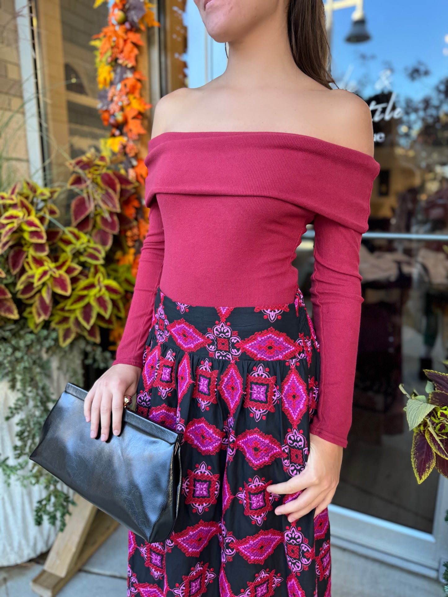 Magenta Woven Maxi Skirt