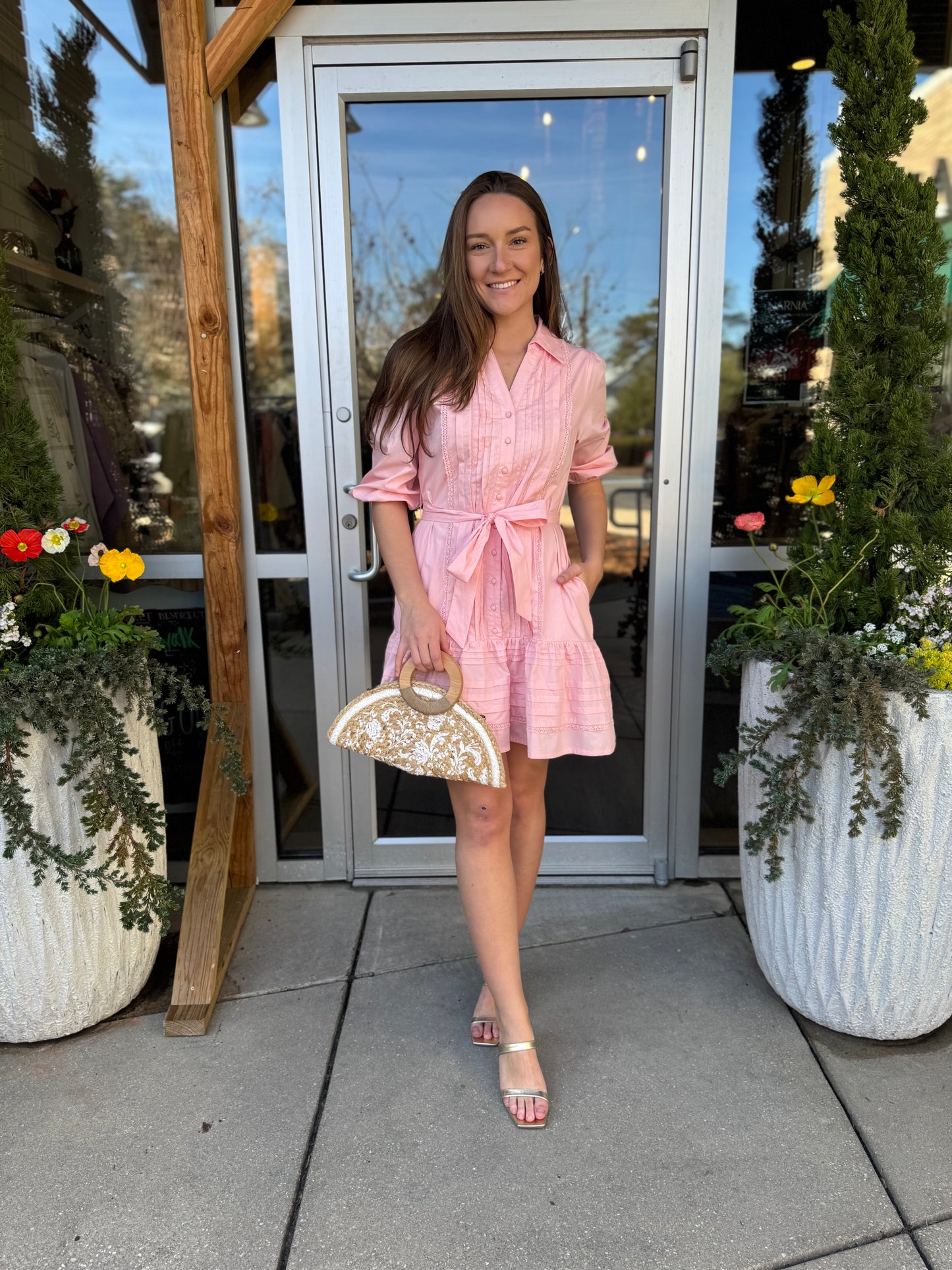 Pink Belt Drop Waist Dress