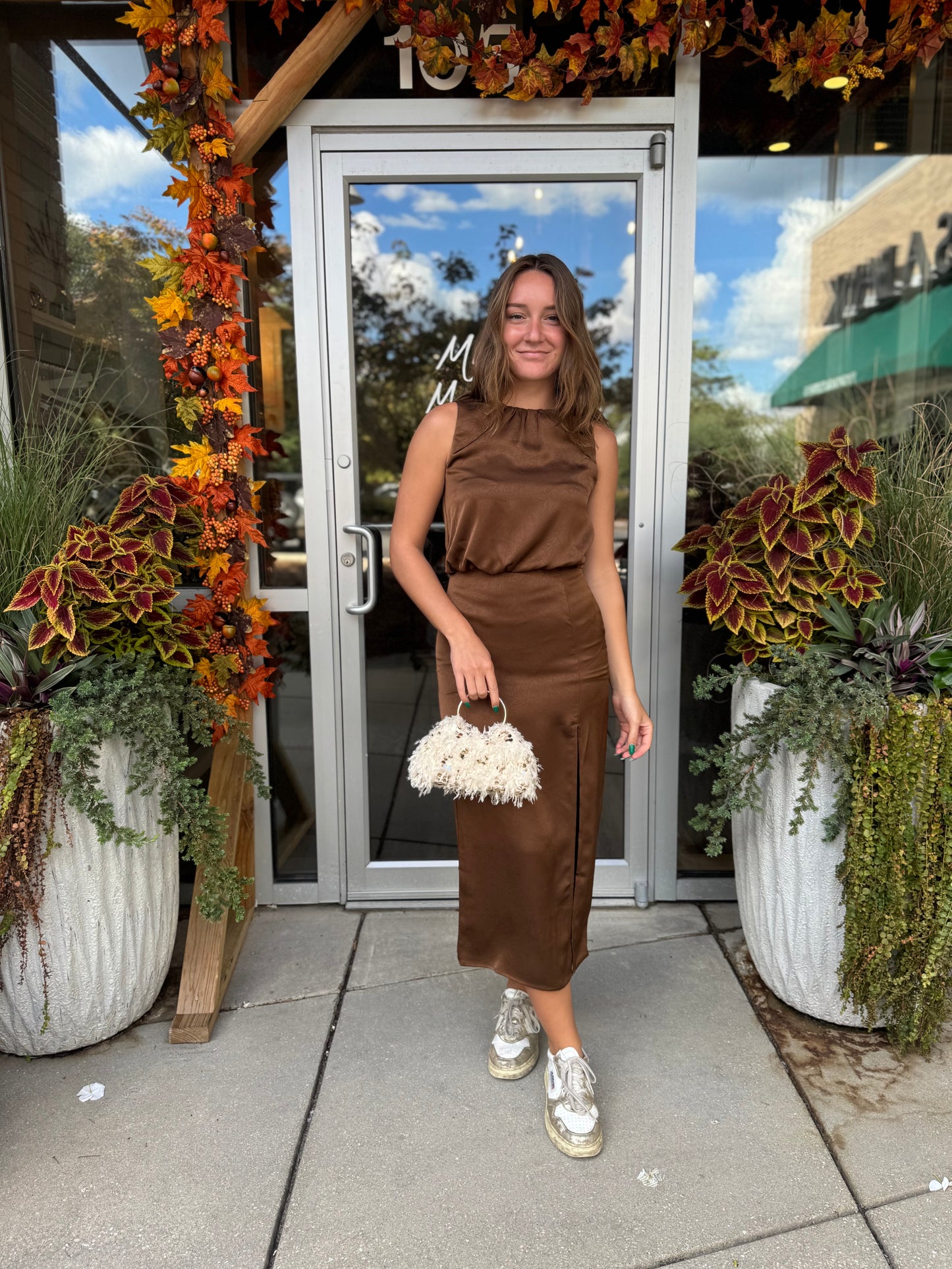 Silky Side Slit Midi Dress