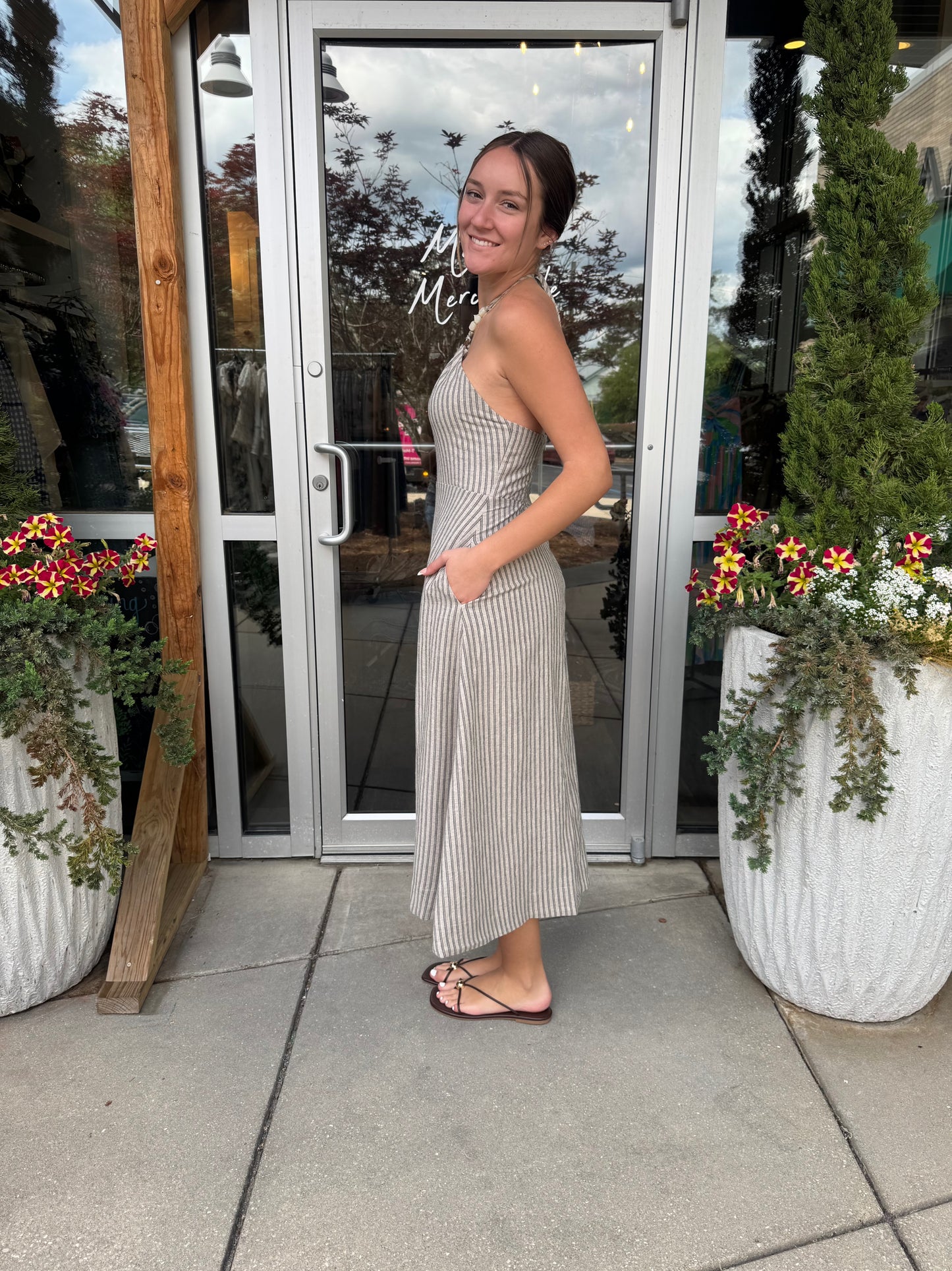 Linen Halter Midi Dress