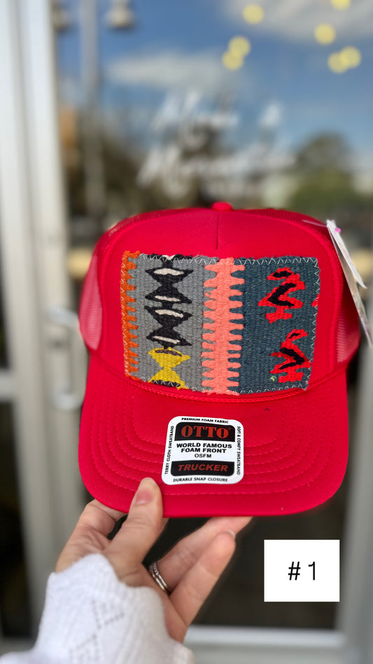 Red Orijinal Kilim Patch Trucker Hat