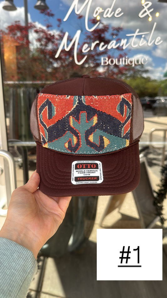 Brown Orijinal Kilim Patch Trucker Hat