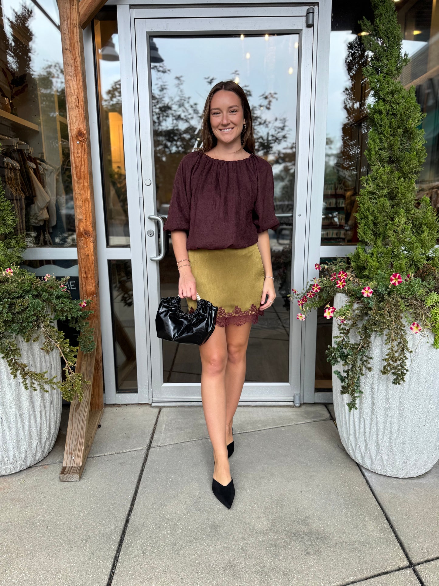 Brown Suede Bubble Top