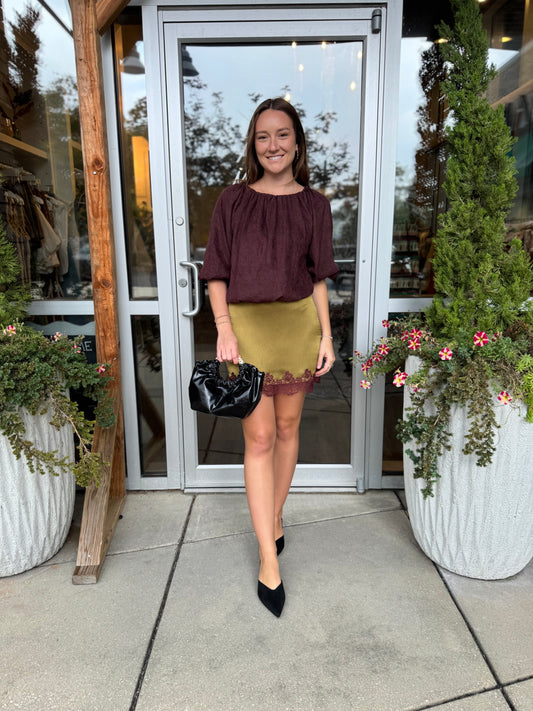 Brown Suede Bubble Top