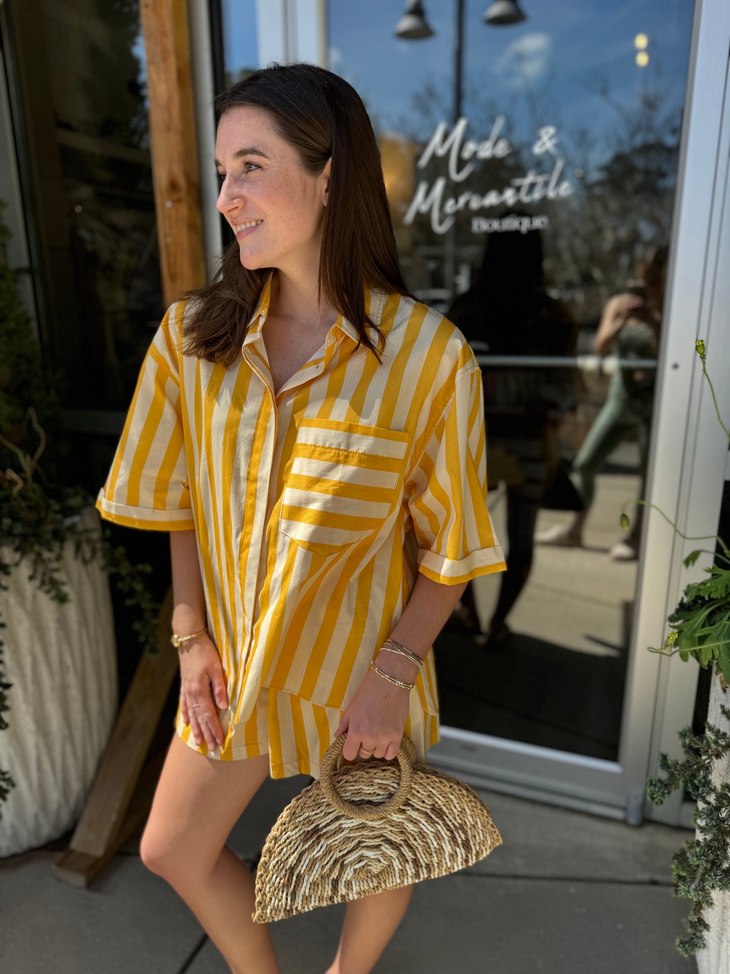 Candy Stripe Button Down Top