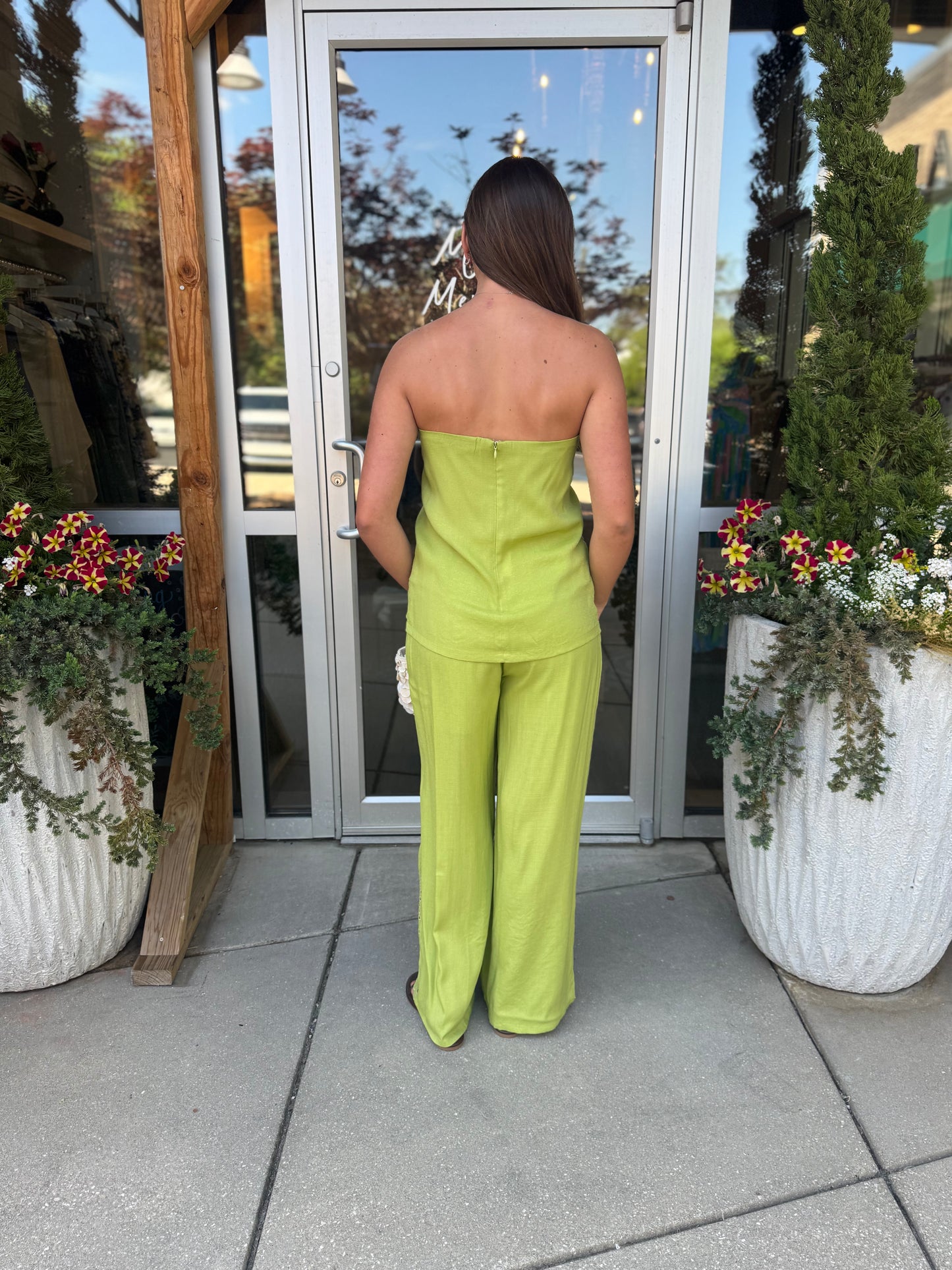 Embroidered Linen Tube Top