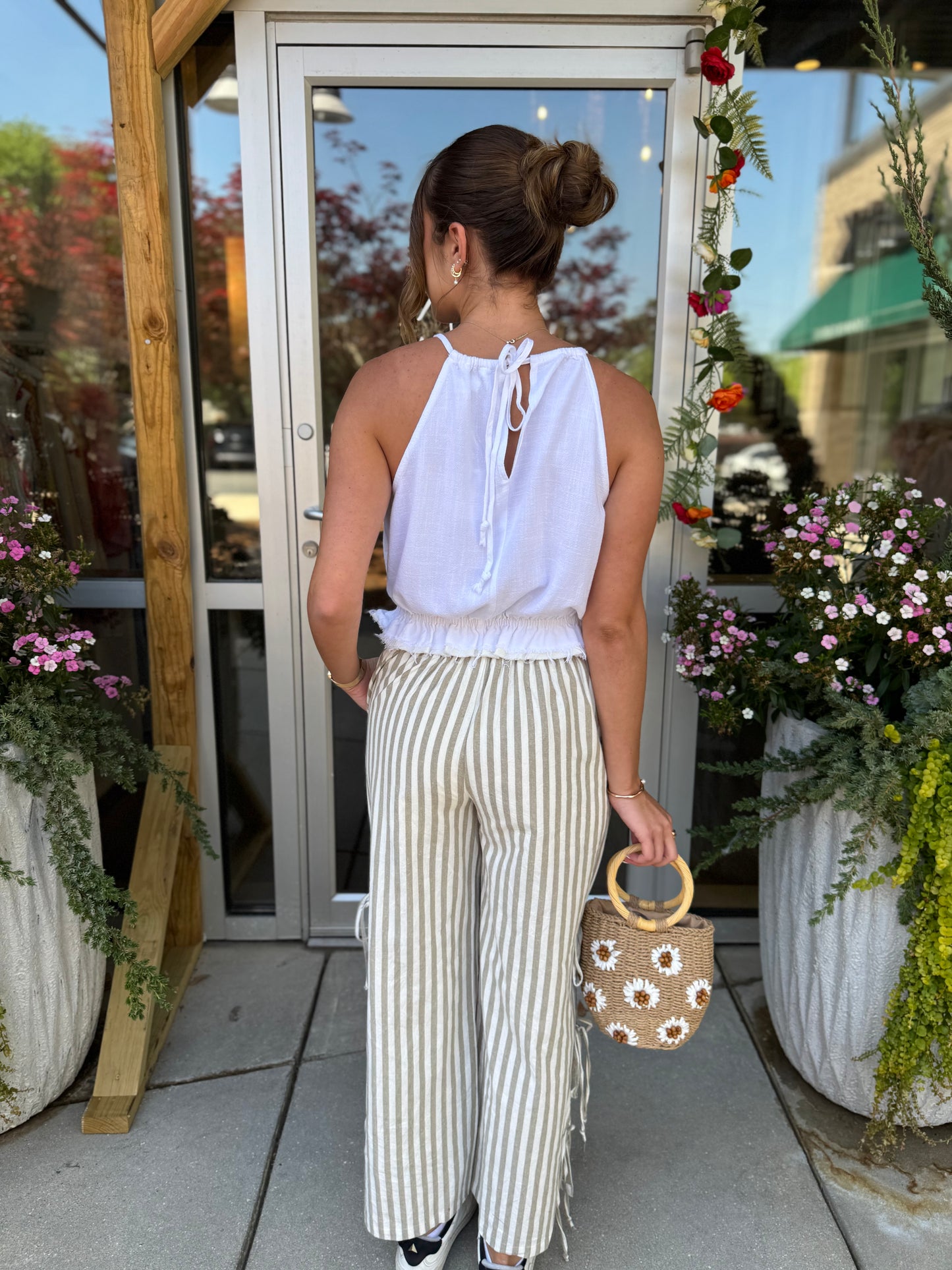 White Linen Tie Back Tank