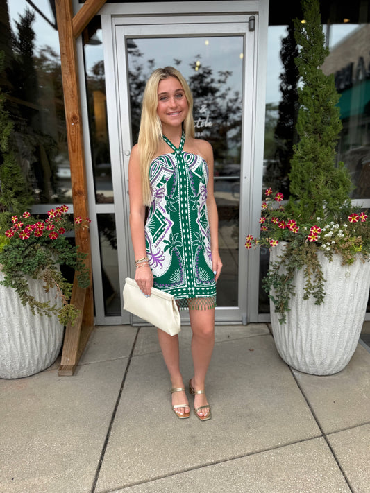Beaded Hem Mini Dress