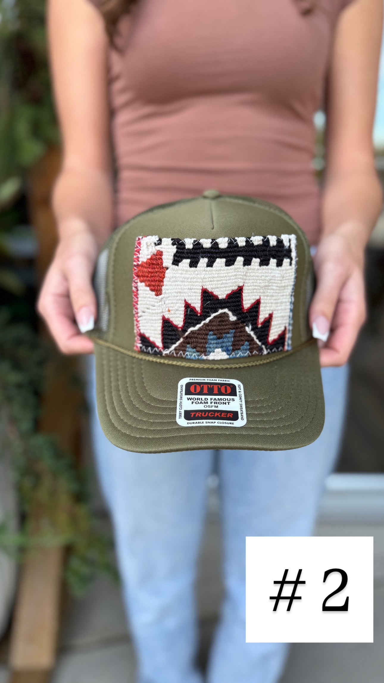 Olive Green Orijinal Kilim Patch Trucker