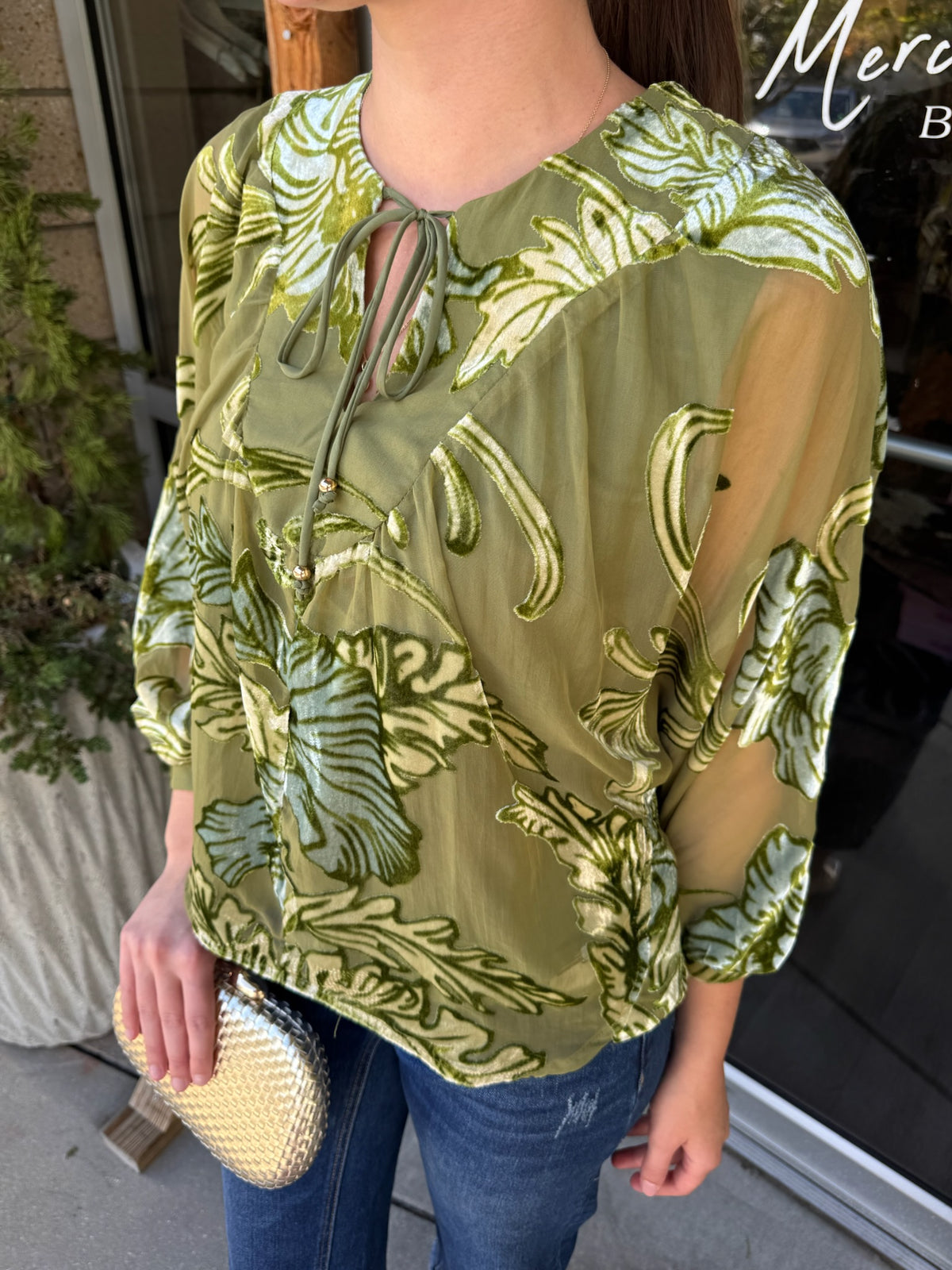 Velvet Floral Blouse