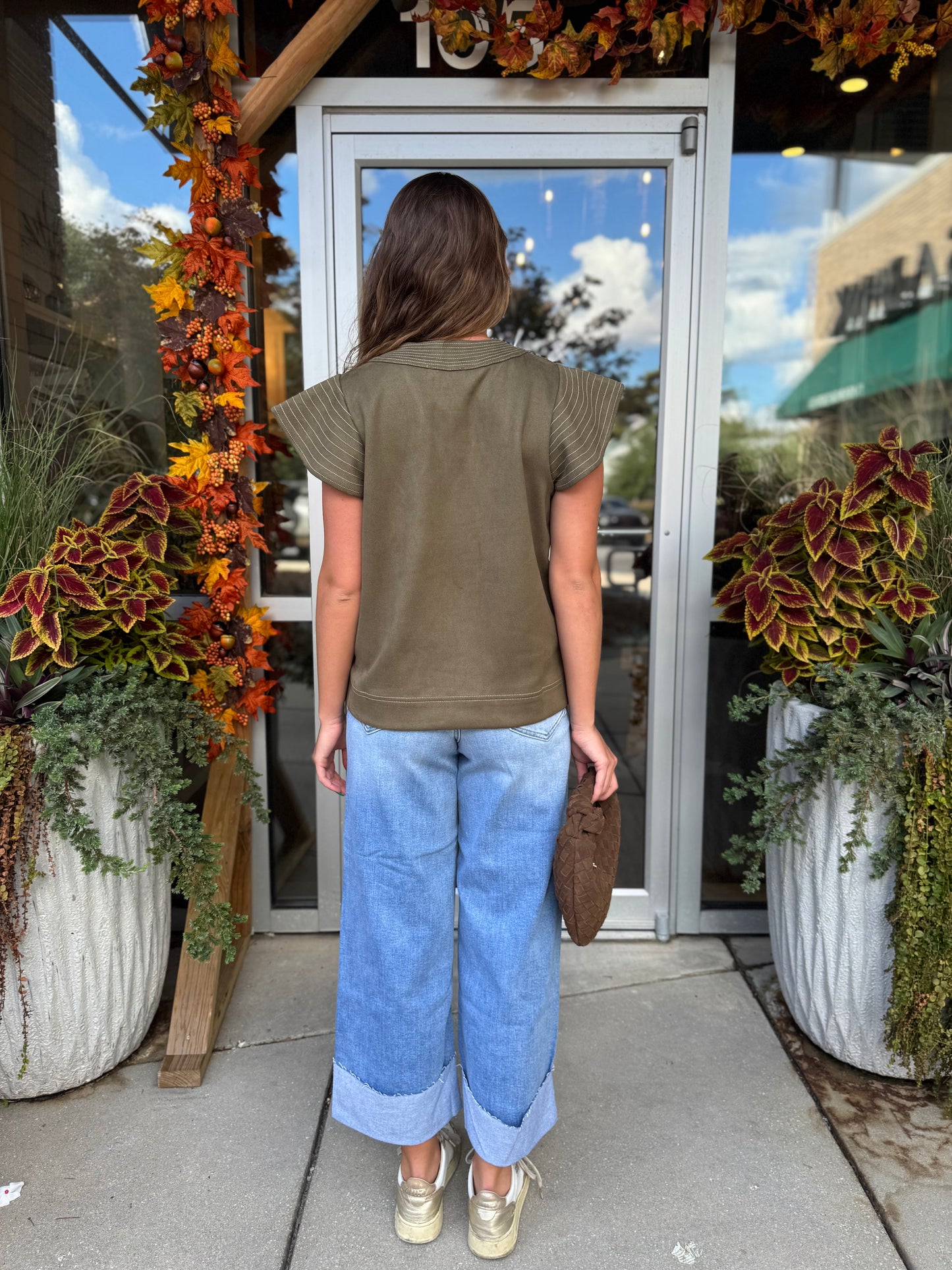 Flutter Sleeve Suede Top