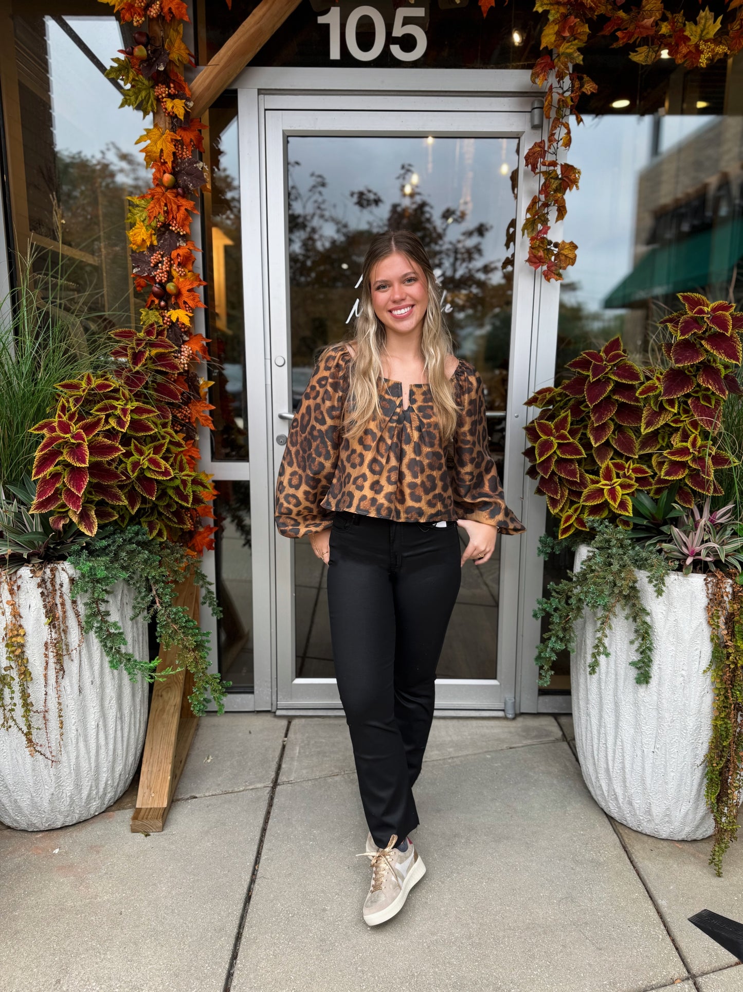 Leopard V Neck Blouse