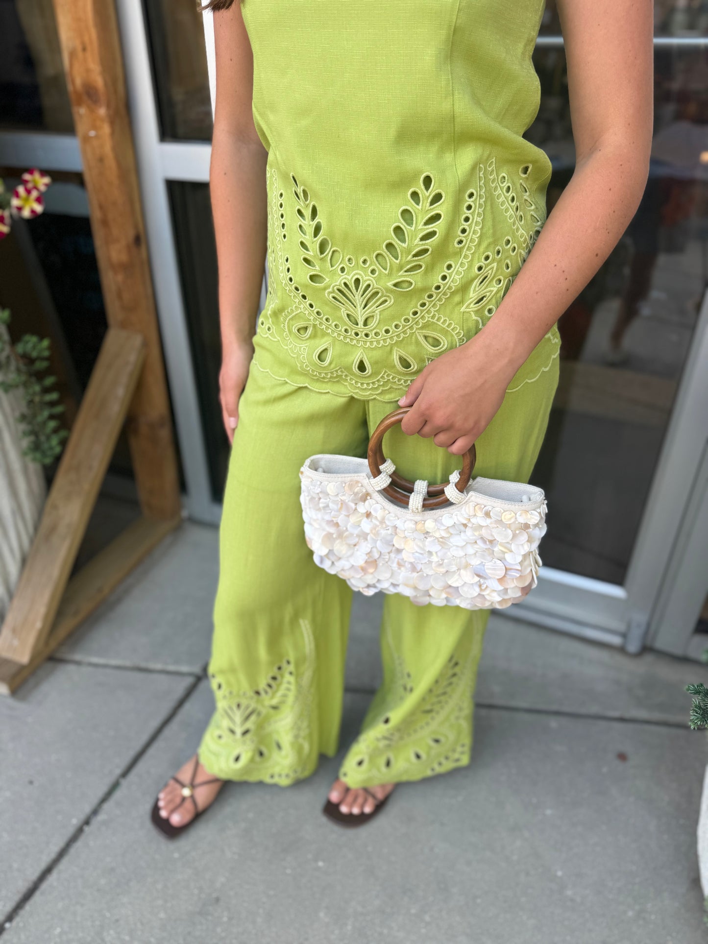 Embroidered Linen Tube Top