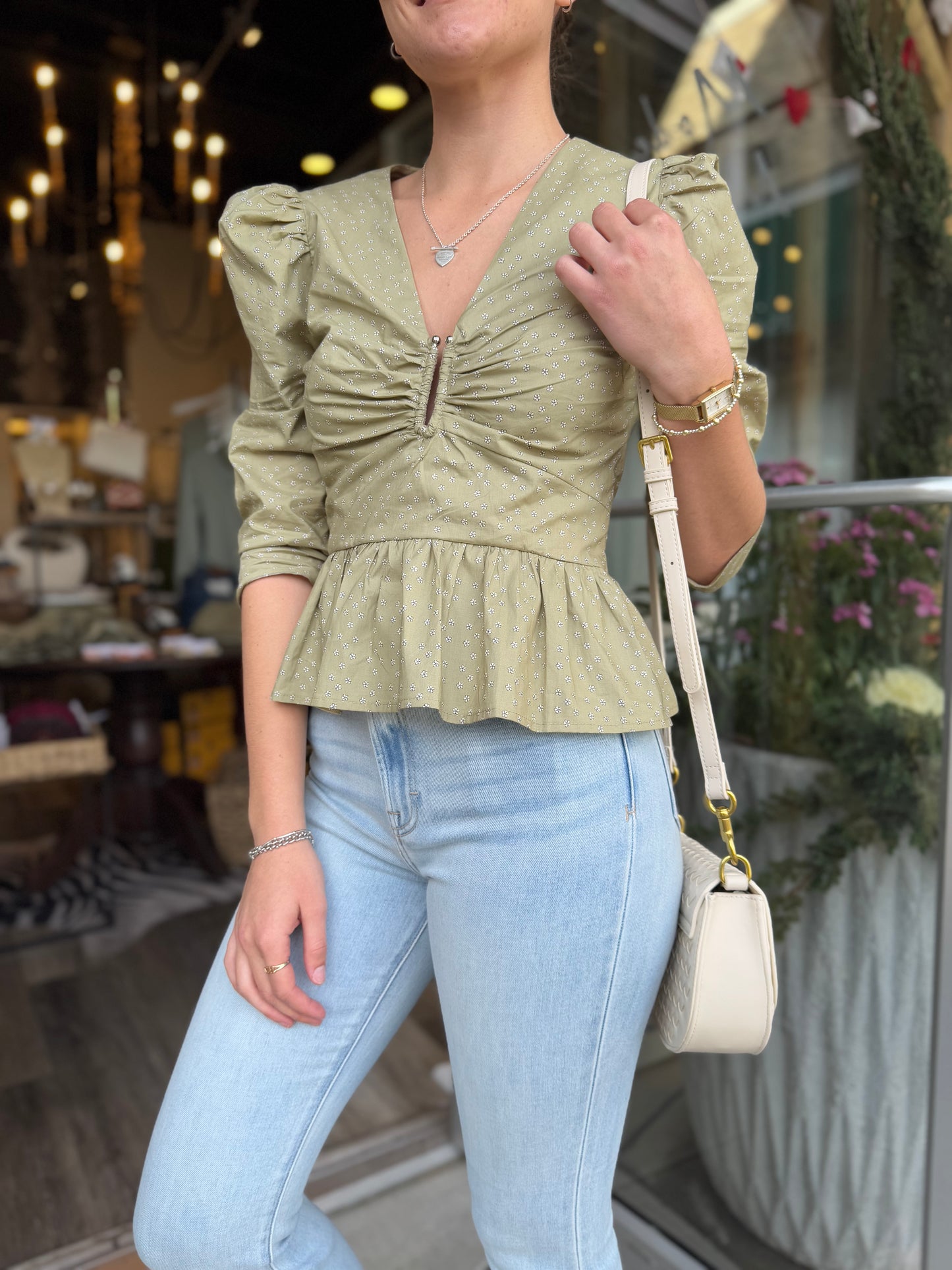 U-Ring Peplum Blouse