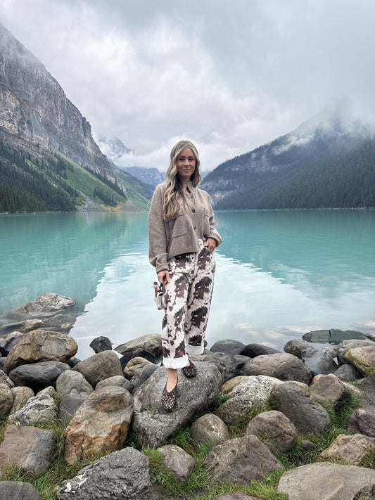 Calf Print Barrel Jeans