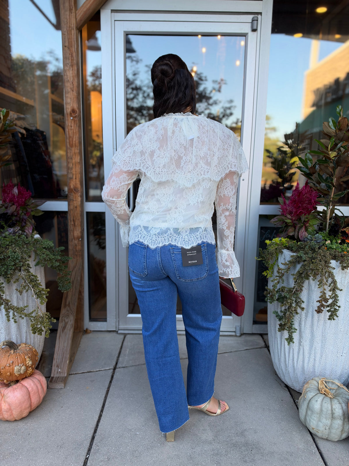 Cream Lili lace cape top, alternate view