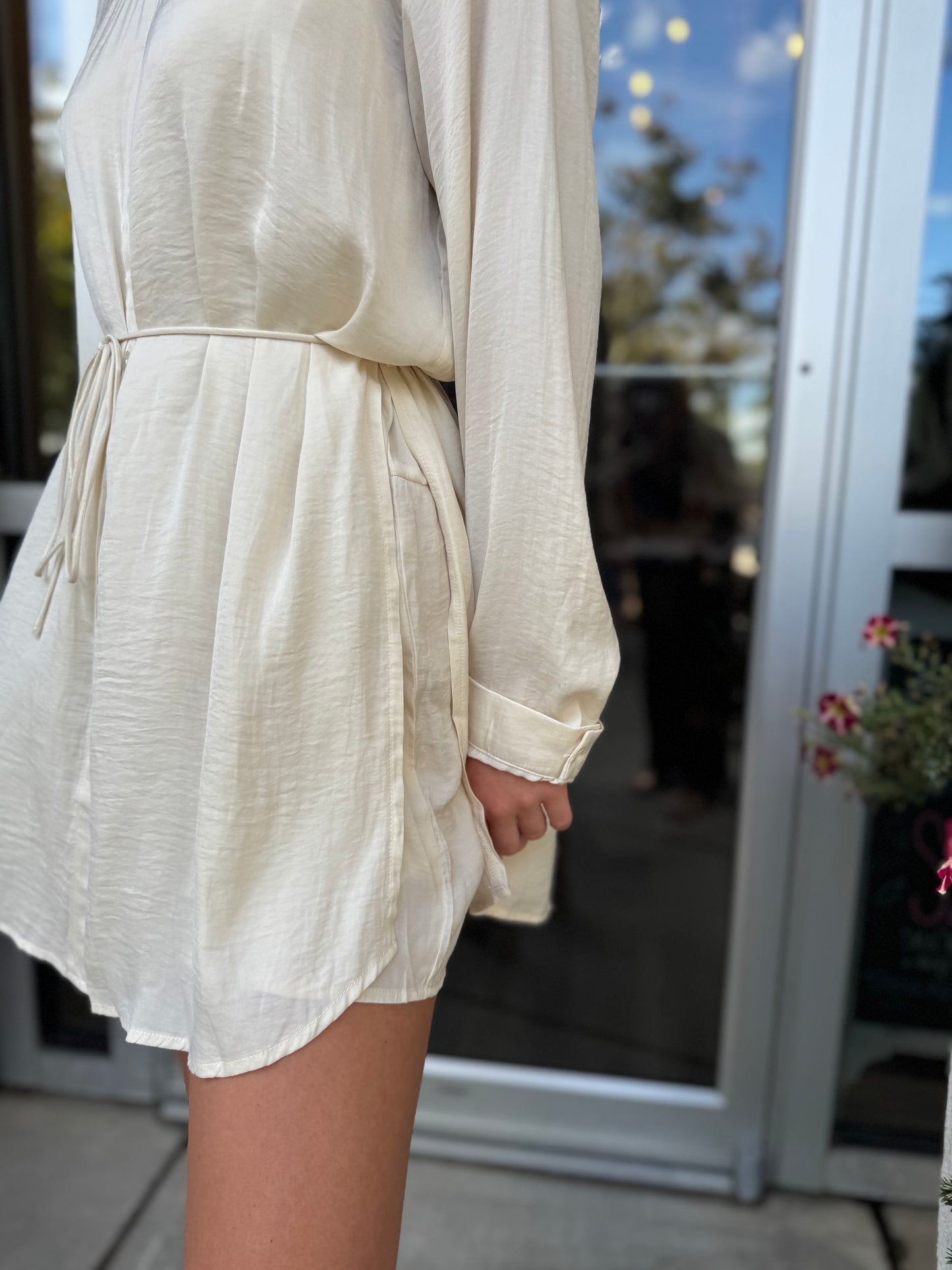 Shirt Romper With Belt