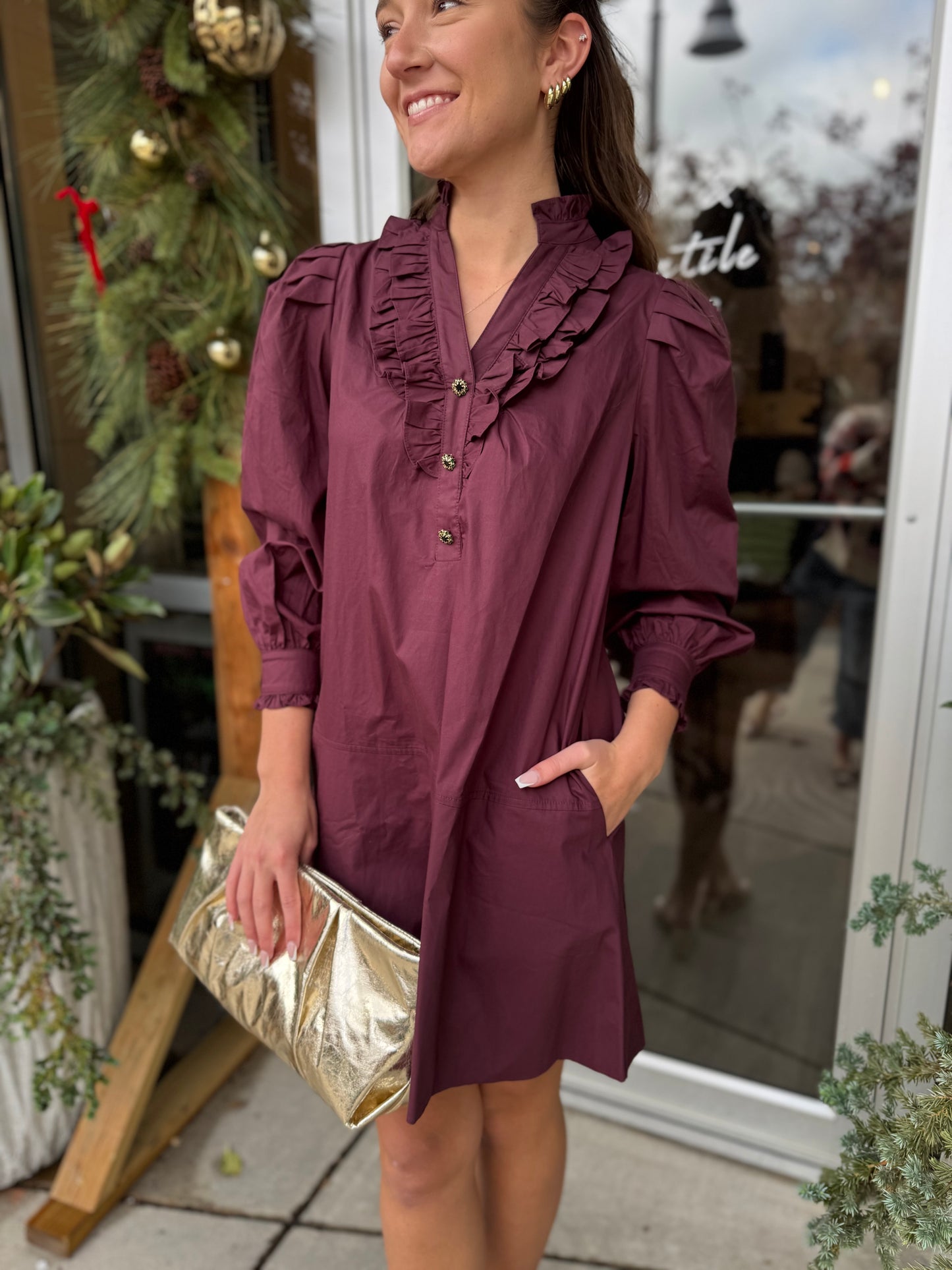 Ruffled Detail Mini Dress