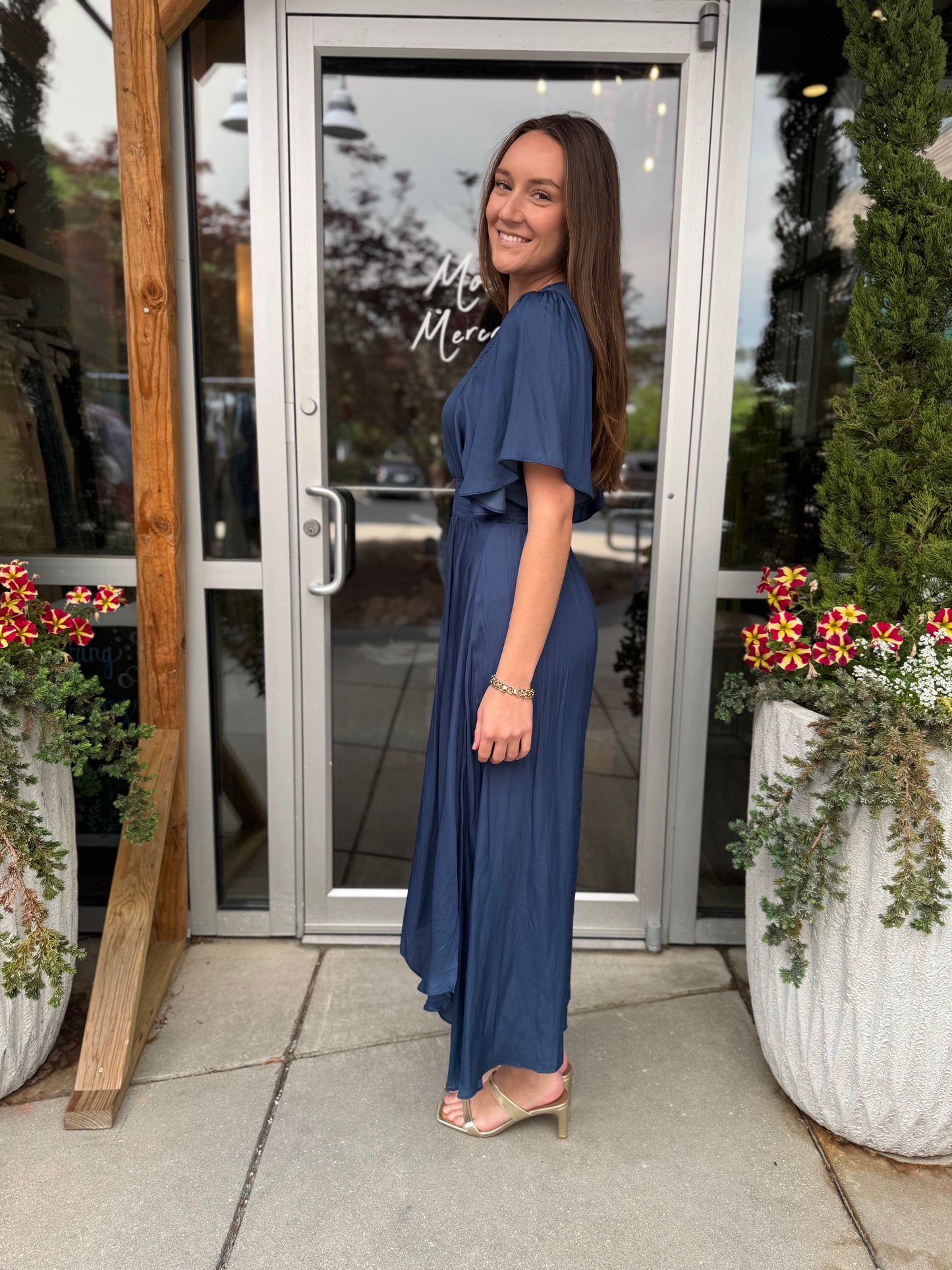 Blue Flutter Maxi Dress