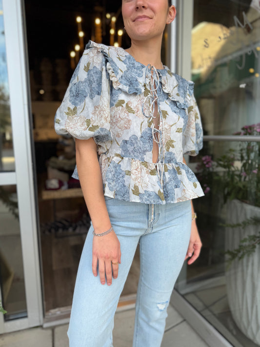 Blue Peony Blouse