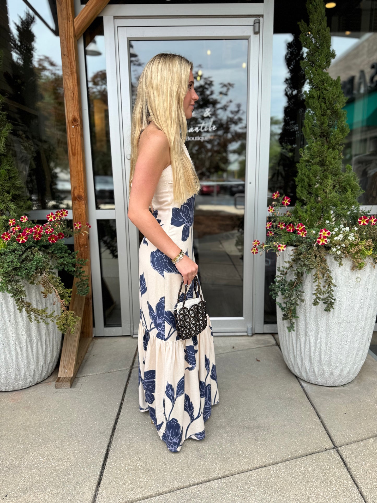 Beaded Neck Halter Dress