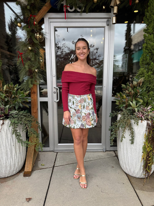 Jacquard Button Down Skirt