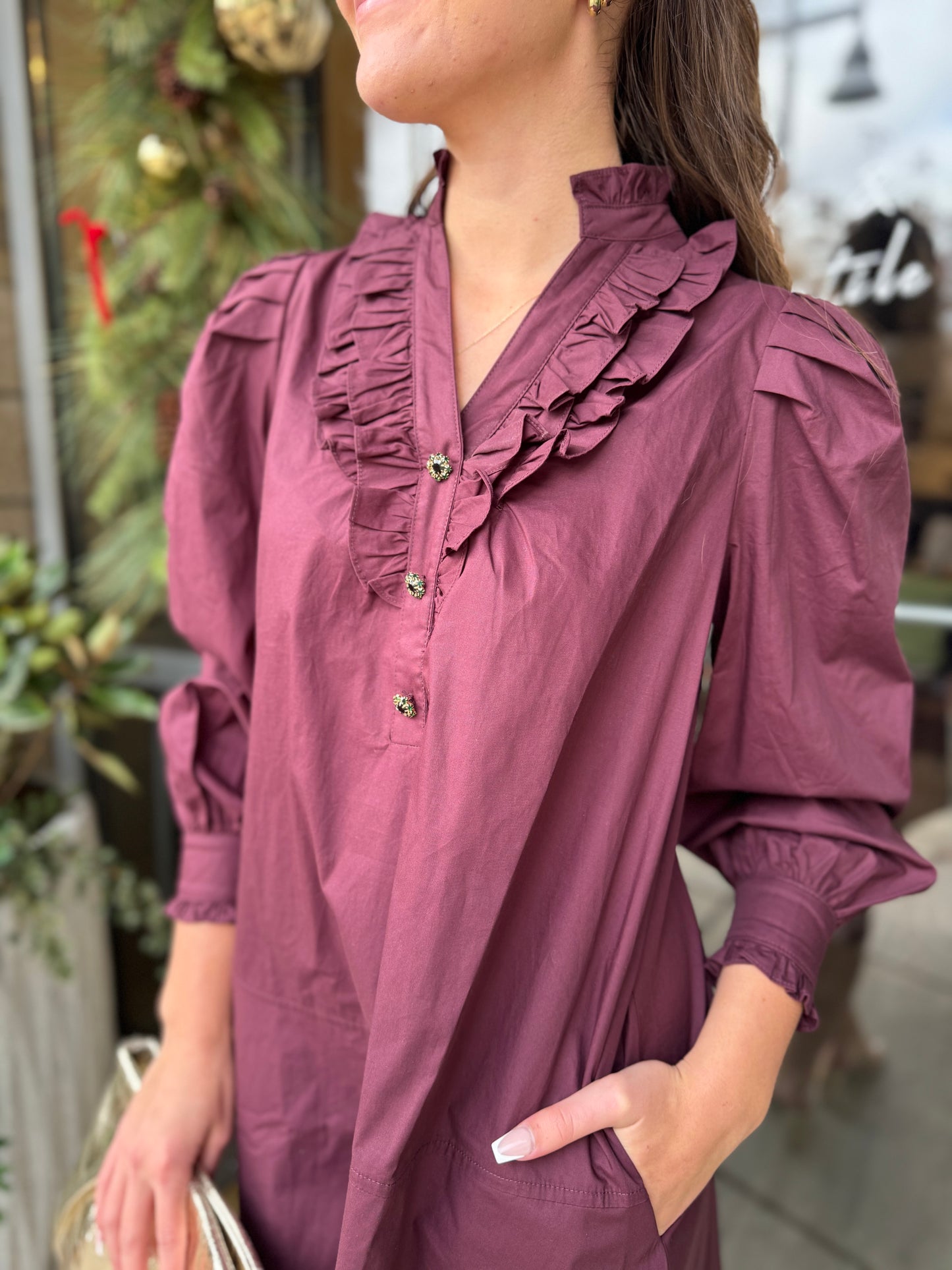 Ruffled Detail Mini Dress