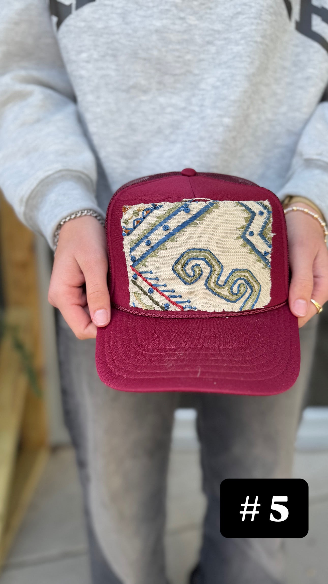 Burgundy Orijinal Kilim Patch Trucker Hat