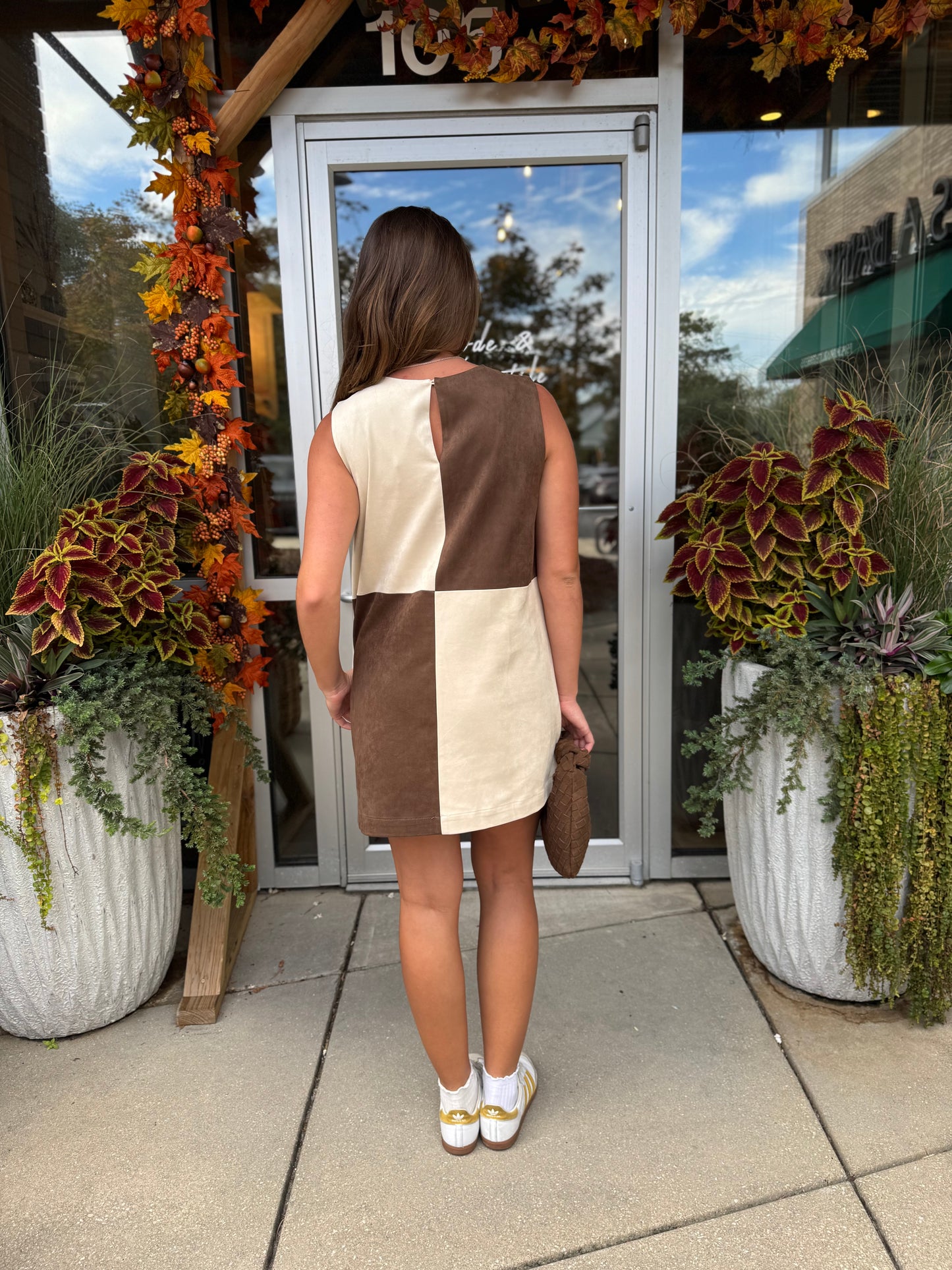 Suede Color Block Dress