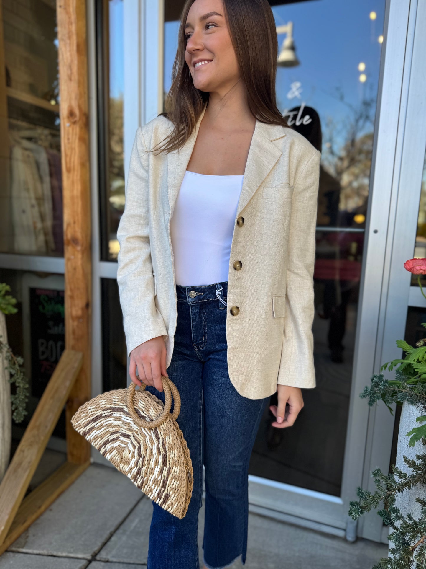 Linen Button Blazer