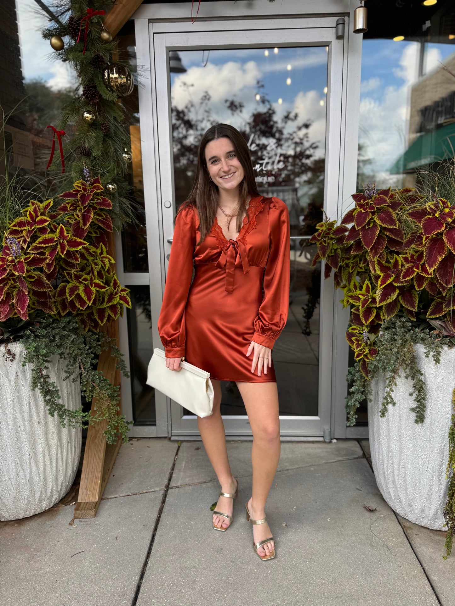 Long Sleeve Satin Mini Dress