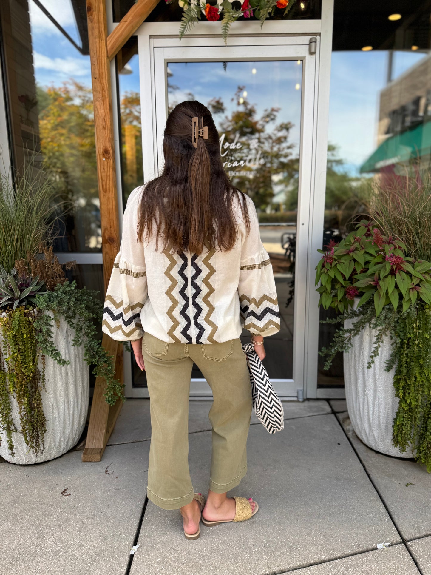 Split Neck Embroidered Top