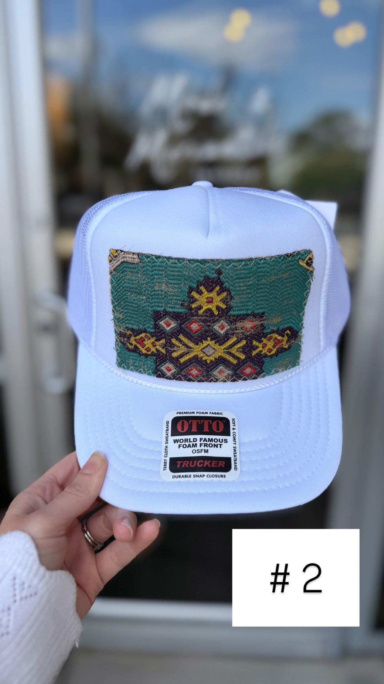 White Orijinal Kilim Patch Trucker Hat