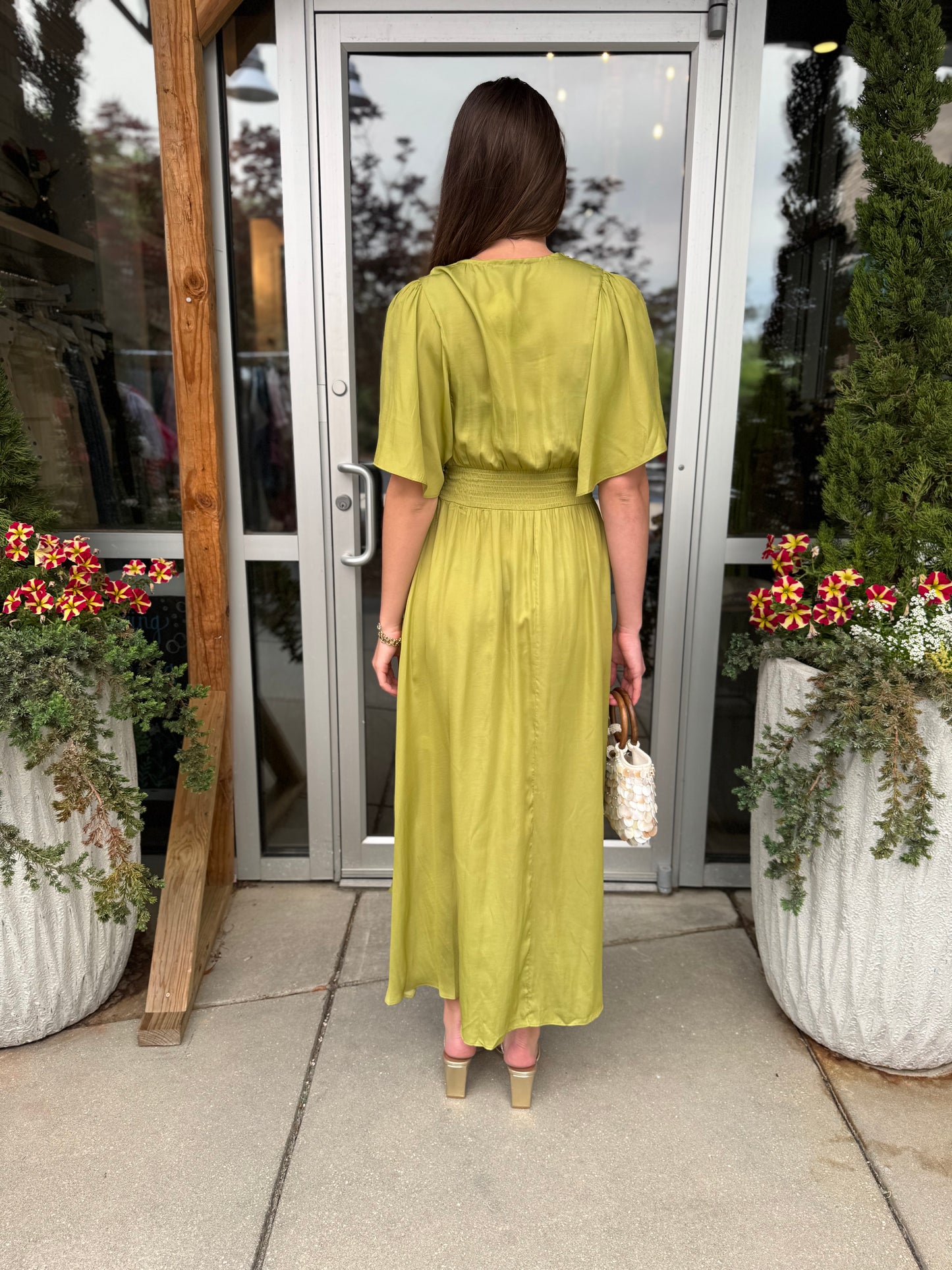 Lime Flutter Maxi Dress
