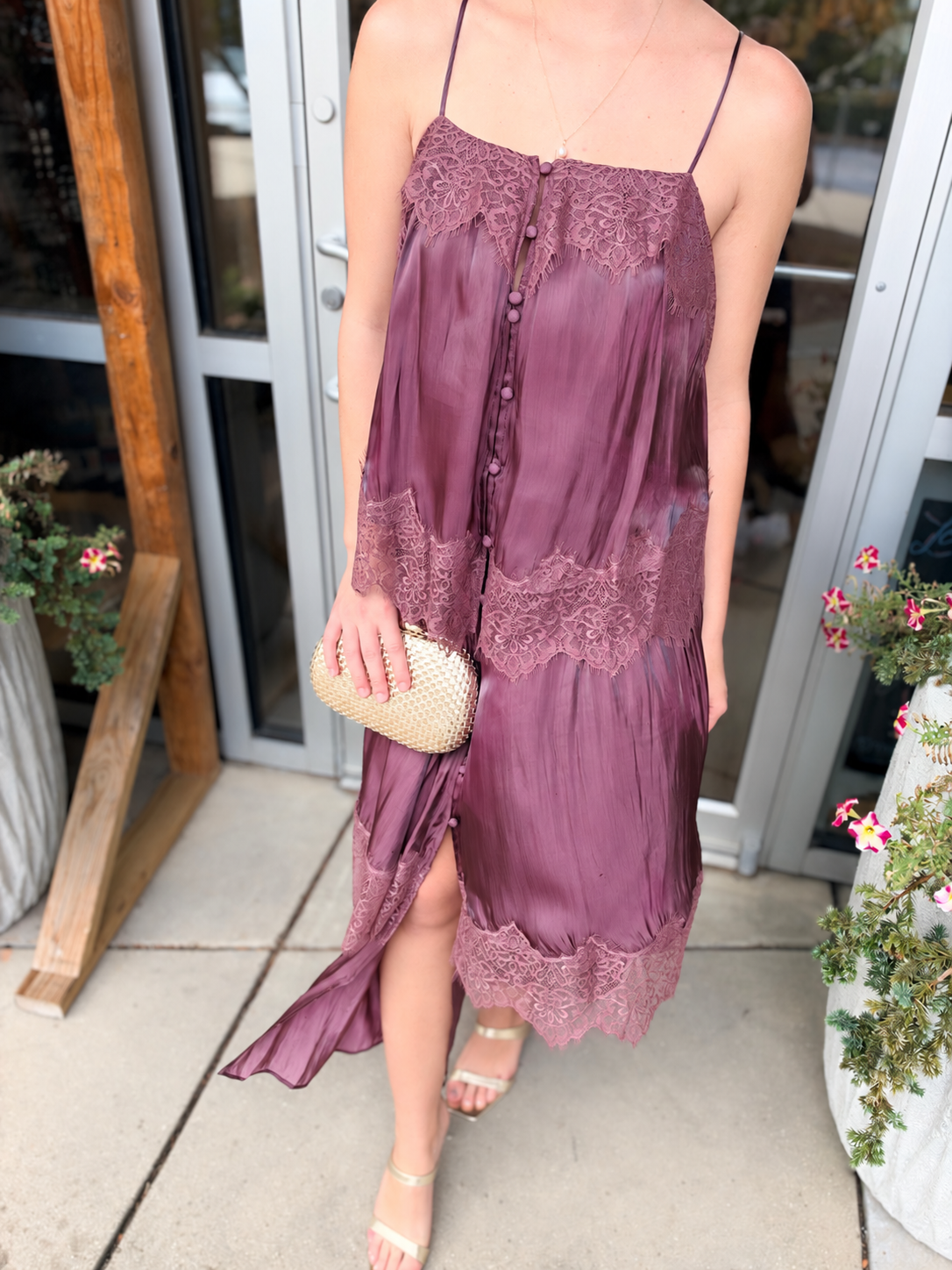 Lace Trim Maxi Dress