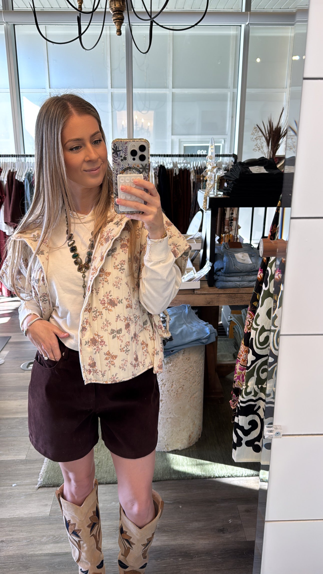 Floral Tie Quilted Vest