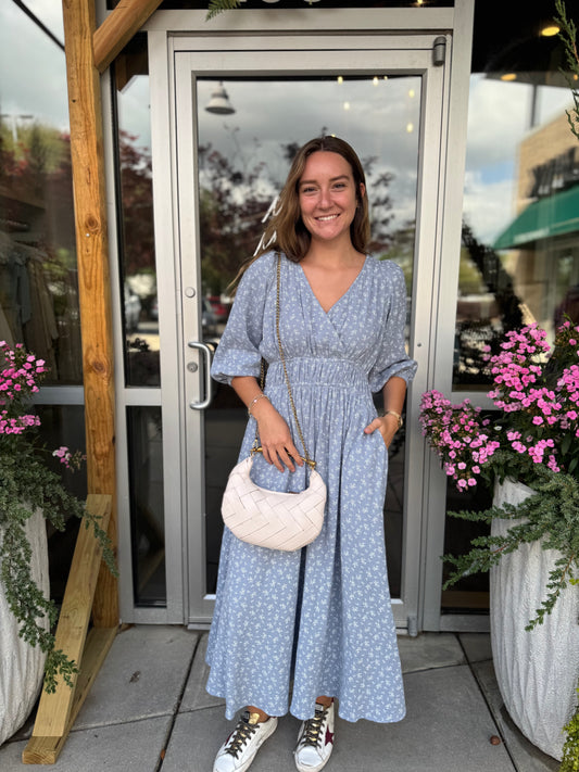 Printed Gauze Midi Dress