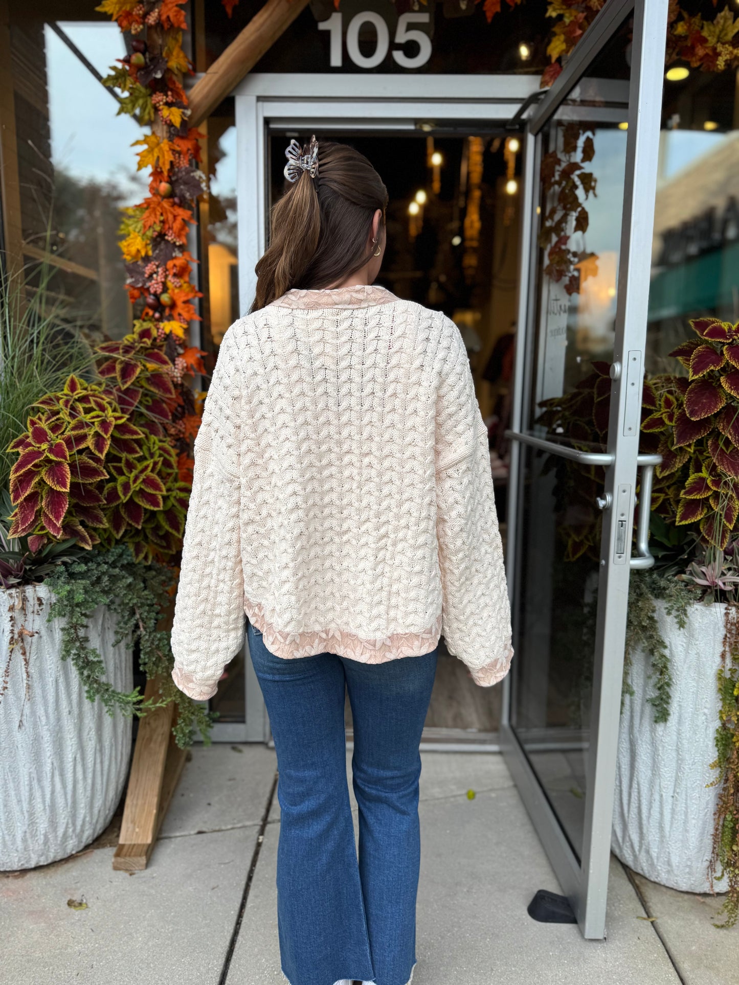 Contrast Pearl Cardigan