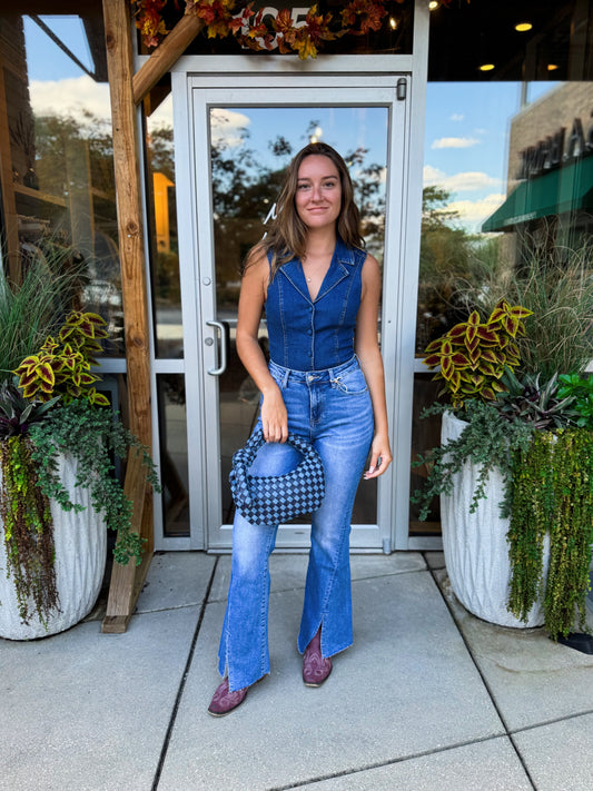 Sleeveless Denim Bodysuit