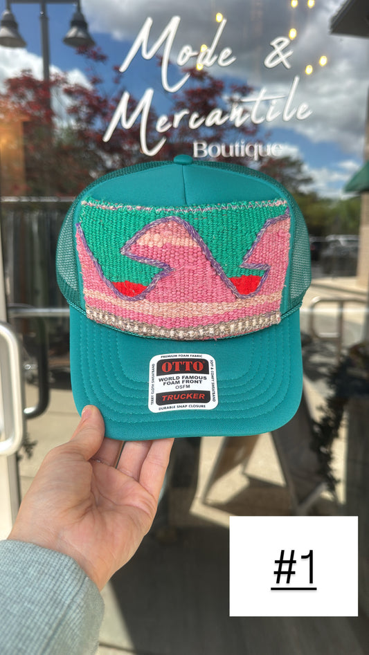 Teal Orijinal Kilim Patch Trucker Hat