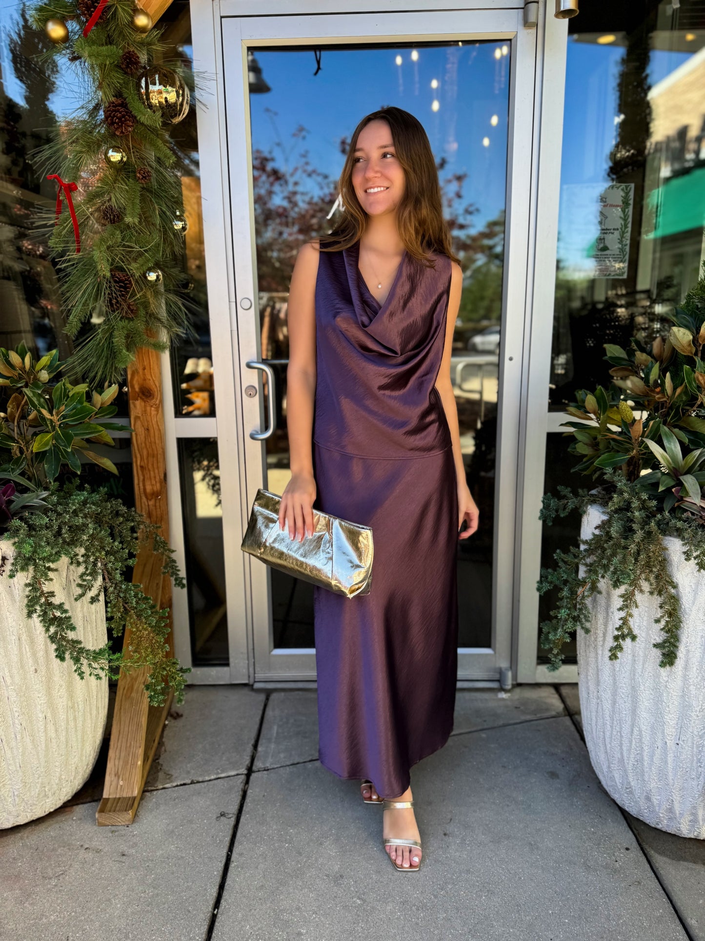 Dorothy Satin Plum Blouse